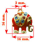 Підвіска Кулон 16 мм Слон Червоний зі Стразами, Метал, Колір: Золото, Фурнітура для Браслета, Рукоділля, фото 2