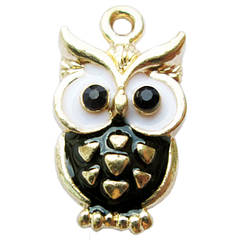 Підвіска Кулон 20 мм Сова Чорна, Метал Золотистого Кольору, Фурнітура для Прикрас, Рукоділля