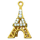 Підвіска Кулон 3D 25 мм, Париж 2 зі Стразами, Метал, Колір Золото, Фурнітура для Прикрас, Рукоділля, фото 3