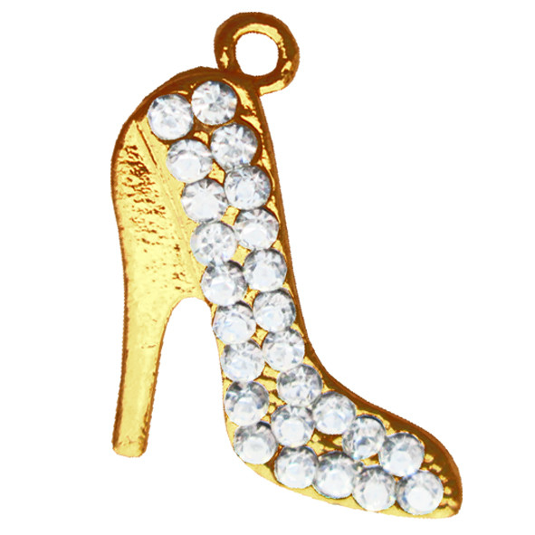 Підвіска Кулон Туфелька зі Стразами, Метал Колір Золото, вис 25 мм, Фурнітура для Біжутерії, Рукоділля, фото 1