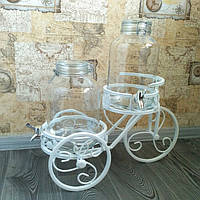 Набір лимонадниць (Діспенсерів для лимонаду) 4+5 л. з горбильним замком Bormioli з підставкою велосипед