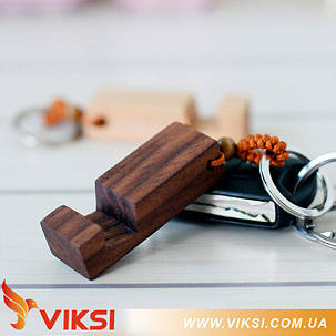 Брелок-подставка для телефона з дерева Vivid (Walnut), фото 1