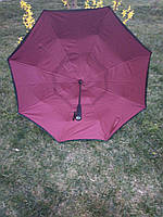 Антизонт оригінал однотонна вітрозахисна парасолька, навпаки ліхтарик led бордо парасольок зворотного складання