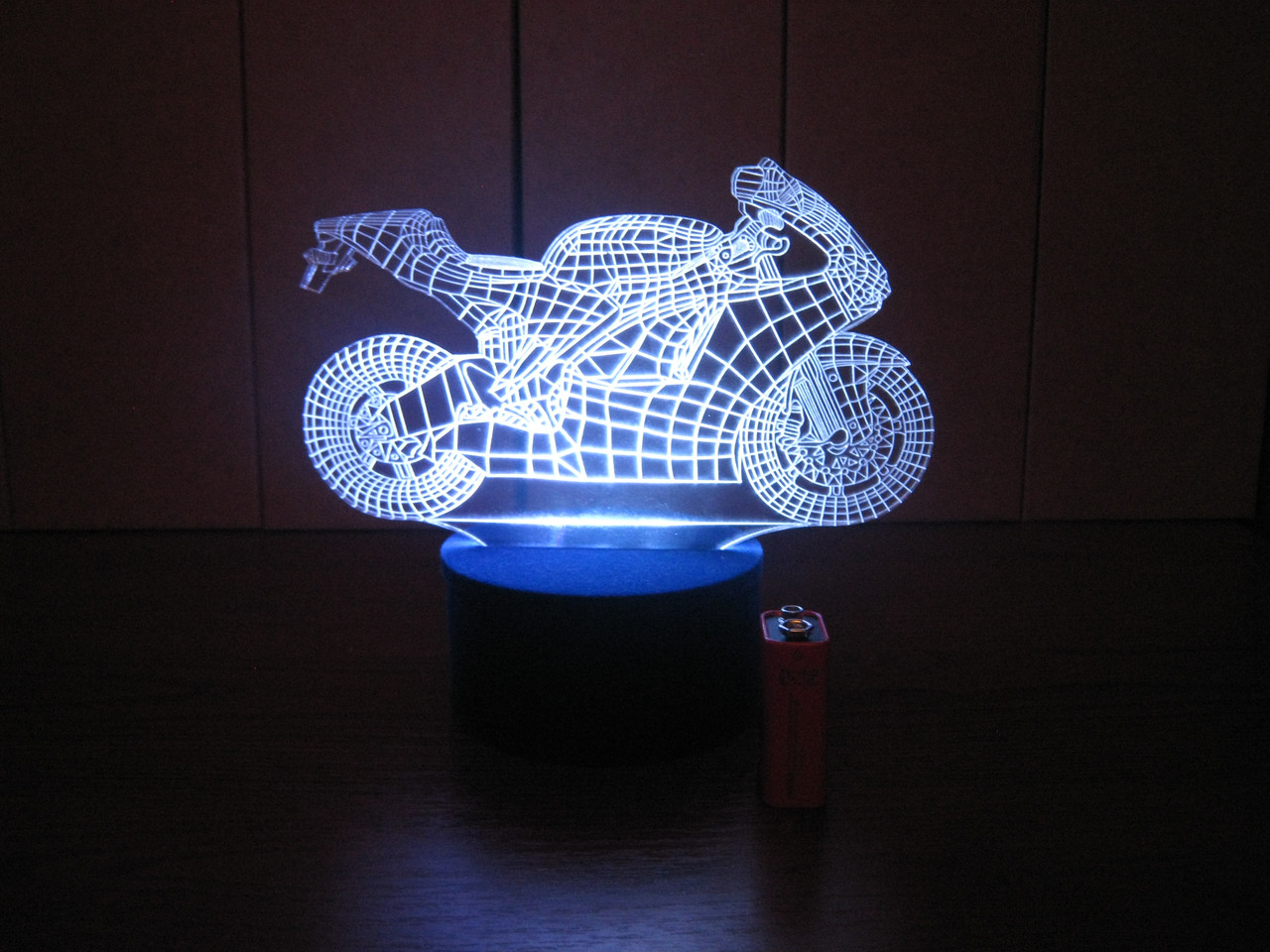 3d-світильник Мотоцикл, 3д-нічник, кілька підсвічувань (на батарейці), фото 1