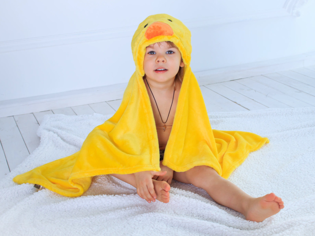 Дитячий рушник з капюшоном Dream Towels Каченя 76х92 Жовте (dm-1011)