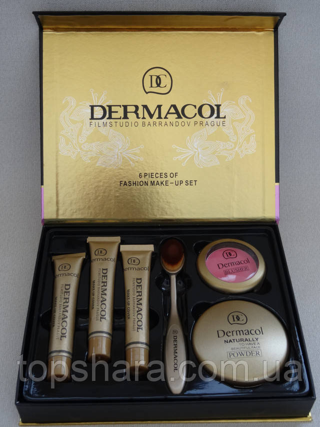 Набор Dermacol 6 in 1 тональный крем, пудра, румяна, кисть