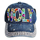 Джинсова кепка для дівчинки зі стразами "HOLY"., фото 2