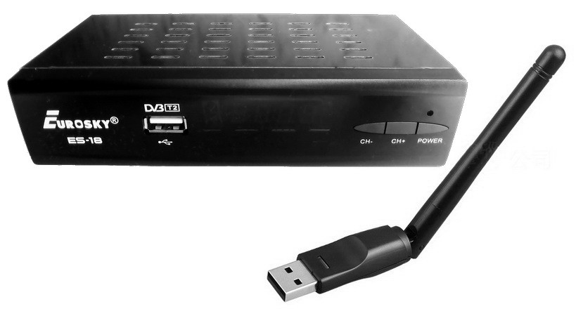 Т2 тюнер Eurosky ES-17 + Wi-Fi адаптер, фото 1