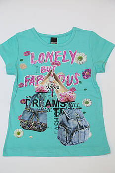 Детская голубая футболка для девочки "Lonely "/ 1-2/  86-92
