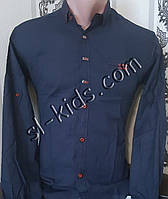 Стильна стрейчева сорочка для хлопчика 11-15 років (розн) (темно синя) (пр. Туреччина)
