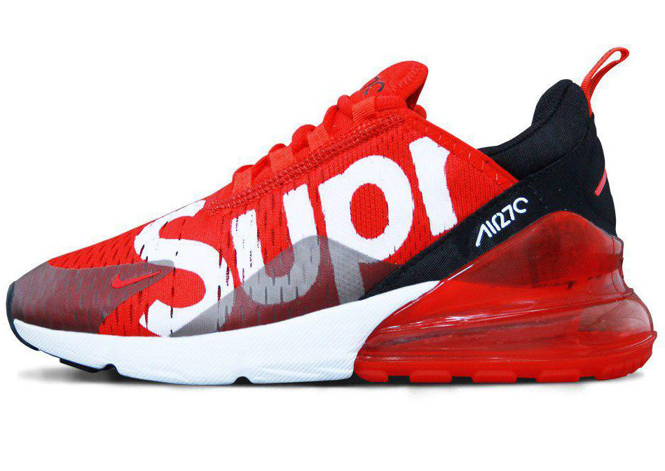 Чоловічі кросівки Supreme x Nike Air Max 270 (Найк Аір Макс Супрім) червоні