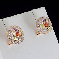 Ексклюзивні сережки з кристалами Swarovski, покриті шарами золота 0793