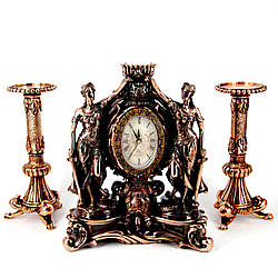 Каминний годинник Феміда та 2 високі свічники