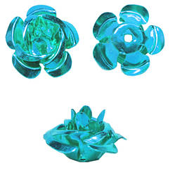 Набір 20 штук Паєтки 15 мм Троянди Об'ємні Блакитні, Рукоділля, Фурнітура для Біжутерії