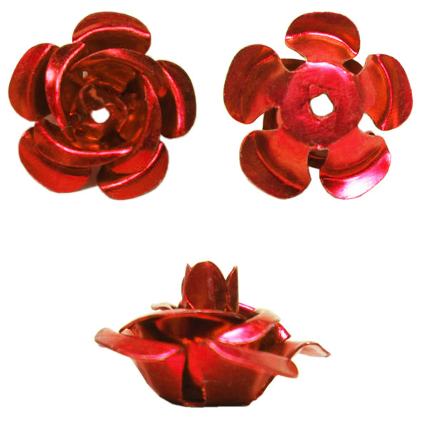 Набір 20 штук Паєтки 15 мм Троянди Об'ємні Червоні, Фурнітура для Біжутерії, Рукоділля, фото 1