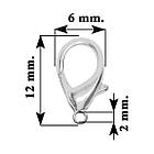 Набір 10 шт 12 на 6 мм Замок Застібка Карабін, Метал, Колір Світле Срібло, Рукоділля, Фурнітура Біжутерія, фото 2