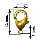 Набір 10 шт Замок 12 мм Застібка Карабін, Метал Колір Бронза, Рукоділля, Фурнітура Біжутерію Прикраси, фото 4