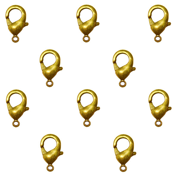 Набір 10 шт Замок 12 мм Застібка Карабін, Метал Колір Бронза, Рукоділля, Фурнітура Біжутерію Прикраси, фото 1