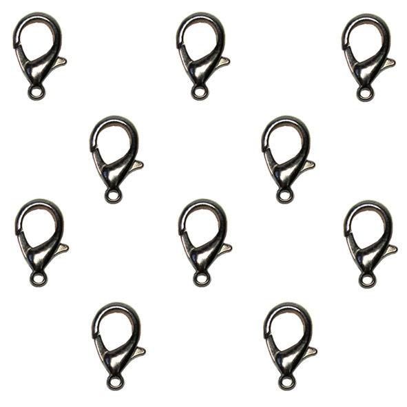 Набір 10 шт Замок Застібка Карабін, Метал Колір: Чорний Графіті, Розмір 12х6 мм, Руколіра, Фурнітура, фото 1