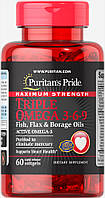 Омега 3-6-9 з олією льону і бораго, Omega 3-6-9 Fish, Flax & Borage Oils, Puritan's Pride, 60 капсул