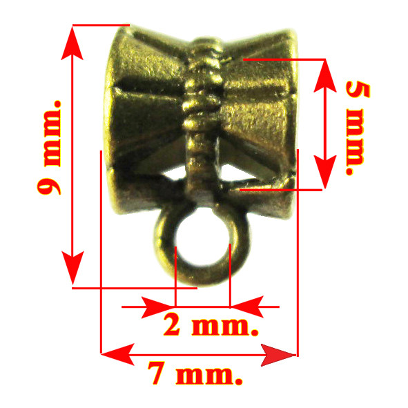 Набор 10 шт Бейл 9 мм Оборка, Держатель Кулона Подвески, Цвет Бронза, Отверстие 5 мм, Фурнитура для Украшений - фото 2 - id-p401508977