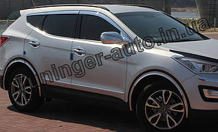 Вітровики з хромом, дефлектори вікон Hyundai Santa Fe 2012