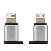 Переходник Remax Visual RA-USB2 microUSB(F) to Lightning(M), silver