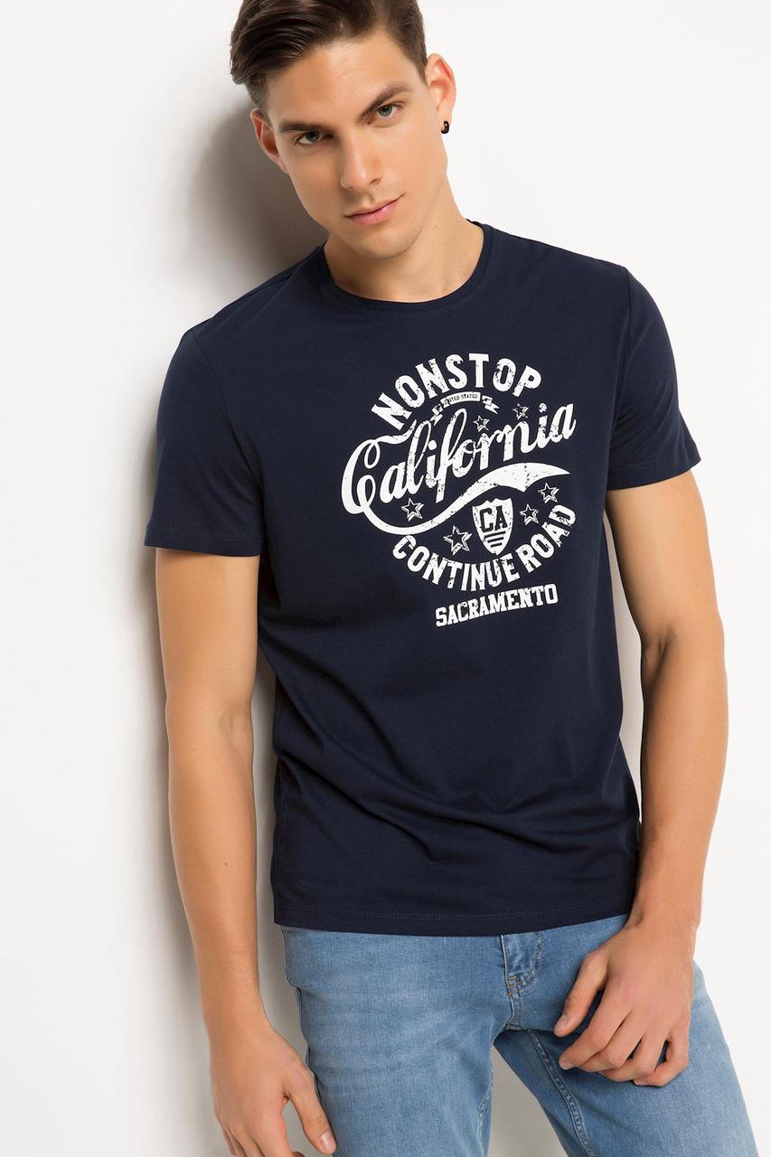 Синя чоловіча футболка De Facto / Де Факто з написом California