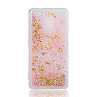Чехол Glitter для Meizu M5S / M612H Бампер Жидкий блеск Звезды розовый
