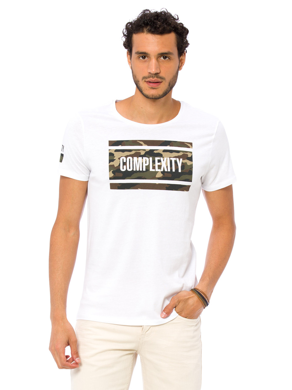 Біла чоловіча футболка LC Waikiki/ЛС Вайки з написом на грудях Complexity