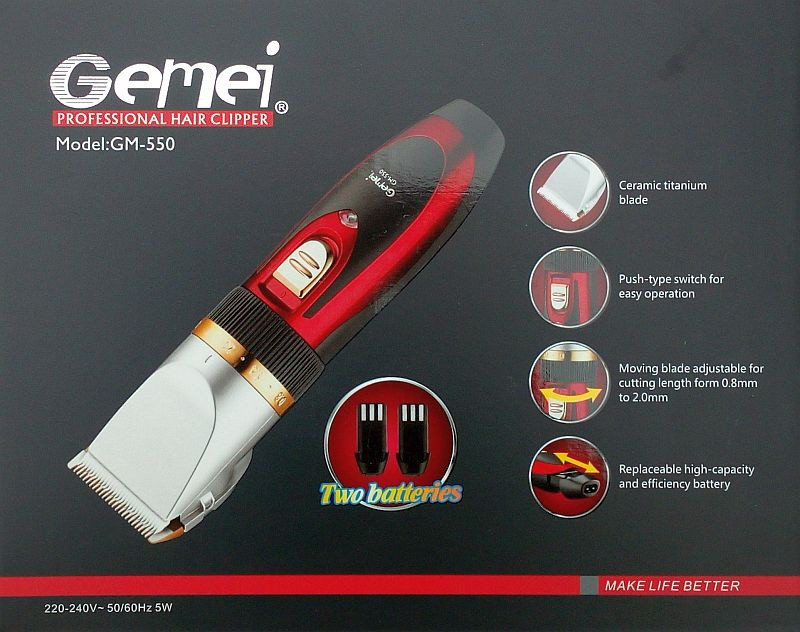 Керамічна машинка для стрижки Gemei Gm-550 (GM-552) (два акумулятора)