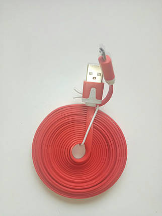 Micro USB кабель 3м. Зарядка для телефону автомобільна (червоний), фото 2