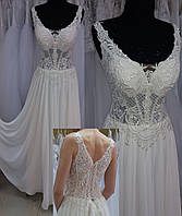 Свадебное шифоновое платье "Дения-18-8" айвори