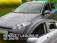 Дефлекторы окон (ветровики) Renault Laguna III 2007-> 5D 4шт (Heko)