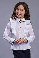 Шкільна біла блуза з мереживом "Лідія" 146р.