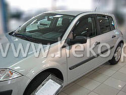 Дефлектори вікон (вітровики) Renault Megane II 2002-> 5D Hatchback 4шт (Heko)