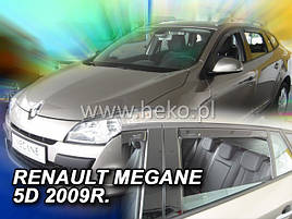 Дефлектори вікон (вітровики) Renault Megane III Grandtour 2009-> 5D 4шт (Heko)