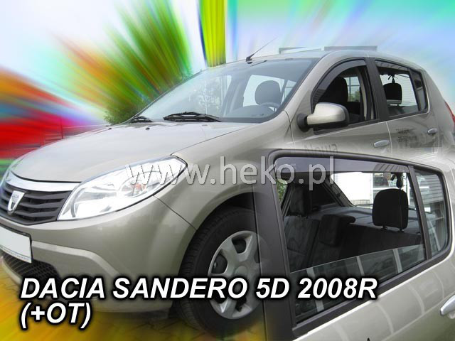 Дефлектори вікон (вітровики) Renault Sandero 2008-> 5D 4шт (Heko)