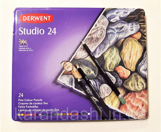 Набір кольорових олівців DERWENT STUDIO 24 кол. у металі DW-32197, фото 2