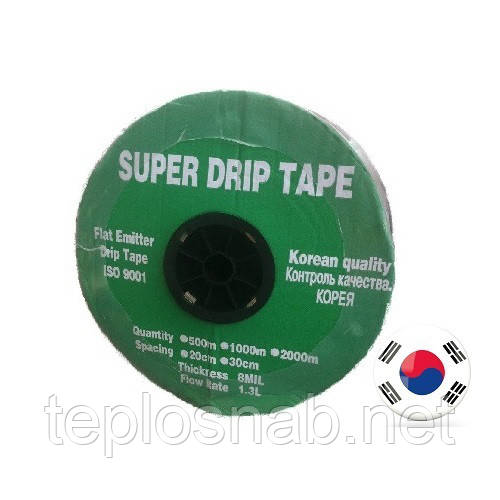 Стрічка для крапельного поливання SUPER DRIP TAPE 500м/20 см еміттерна (Корея)