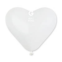 Воздушные шары сердце 10" (25 см) белое пастель ТМ Gemar