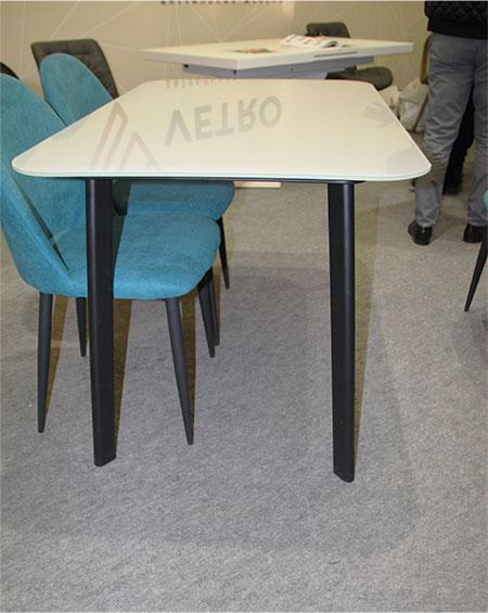 Стол обеденный стеклянный Т-312 с белой столешницей, на черных металлических ногах 130х80х75(H) см - фото 5 - id-p655531201