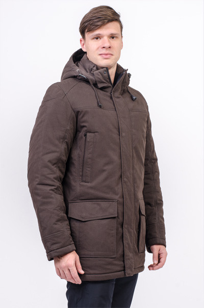 Чоловіча зимова куртка Avecs AV-973C коричнева, Thinsulate, знімний капюшон, р. 46/S Розпродаж
