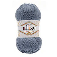 Турецкая пряжа для вязания Alize Cotton Baby Soft (беби котон софт)-полухлопок 374 синий