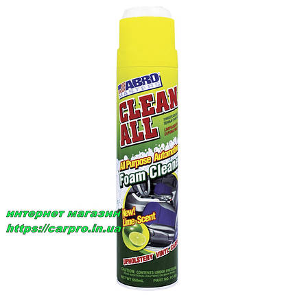 Пінний очисник салону універсальний запах лайма щіткою Abro Clean All, фото 2