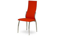 Мягкий стул для кухни на хромированных ножках с высокой спинкой MARTIN chrome V-27 красный кожзаменитель