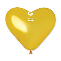 Повітряні кулі серце 10" (25 см) золото металік ТМ Gemar