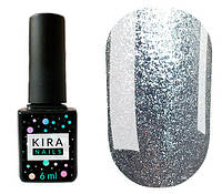 Гель-лак Kira Nails 24 Karat №001 (серебро с большим количеством блесток), 6 мл