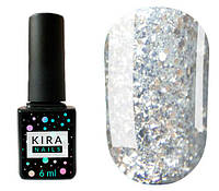 Гель-лак Kira Nails Shine Bright №002 (серебро с золотыми блестками), 6 мл