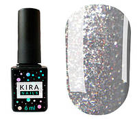 Гель-лак Kira Nails Shine Bright №004 (темное серебро с мелкими красными блестками), 6 мл